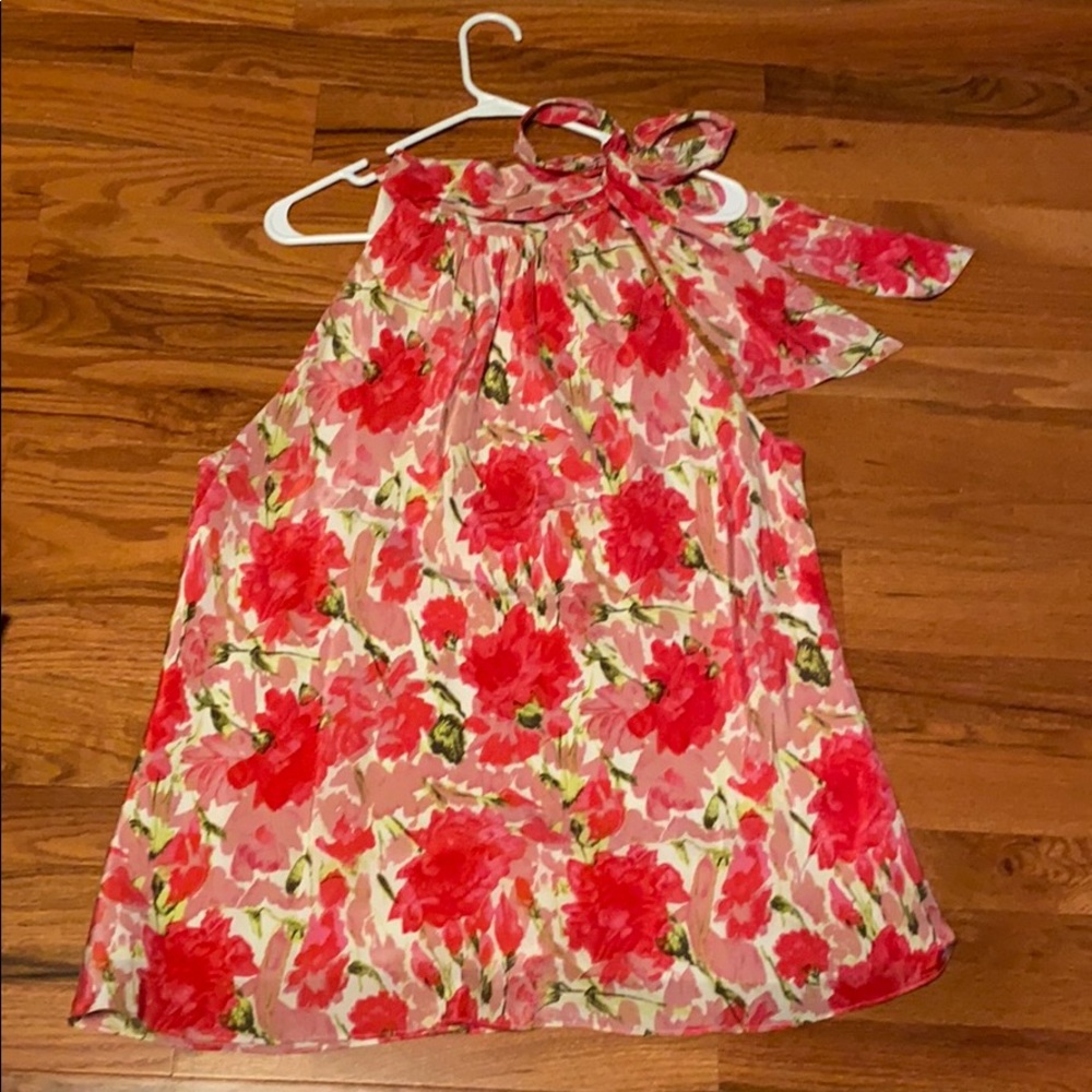 INC silk floral blouse